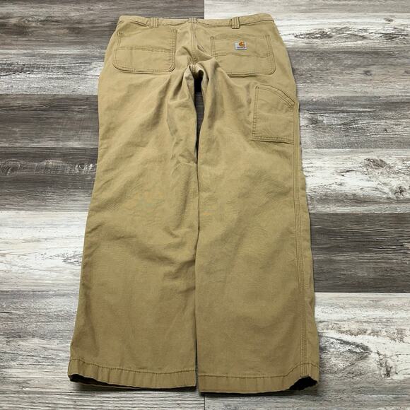 Carhartt Rugged Flex Khaki Tan Mens 37x30 Relaxed Fit‎ Straight Canvas Work Pant - Picture 3 of 12